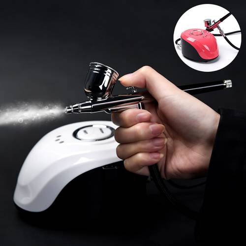 0.2mm 0.3mm 0.4mm Dual Action Airbrush Spray Gun Nozzle Air Compressor Kit for Painting Nail Art Make Up Air Brush Nail Tool