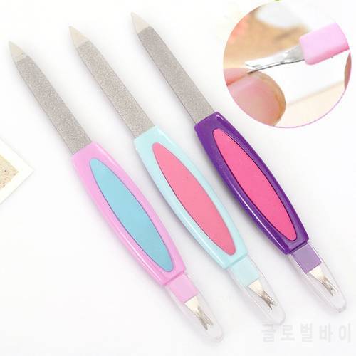 1pcs Double Head Dual-use Stainless Steel Nail File Dead Skin Fork Manicure Care Buffer Nail Art Profession Tools Random Color