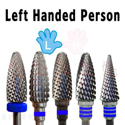 Proberra Original Carbide Left Handed Person Flame Large Cone milling cutters removel gel polish varnish Nail Drill Bit