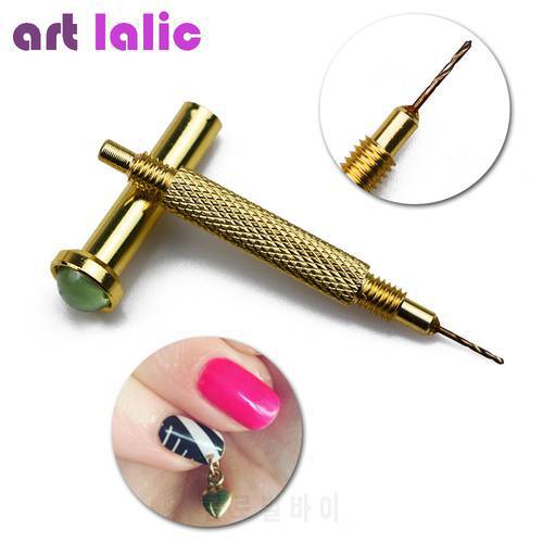 1 Pc Hand Dangle Drill Hole Maker Dotting Pen Piercing Professional Manicure Nail Art Tool Random Color