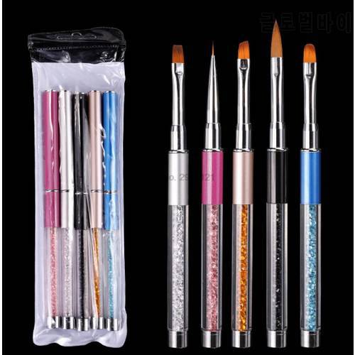 by dhl or ems 50sets Professional Multi-Function Crystal Pen Brush Painting Nail Art Acrylic UV Gel Brush Painting Tools new