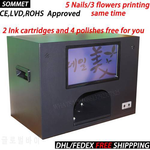 CE Nails art machine 5 nails printing machine DIY nail printer 5 nails painting a time digital nail and flower printer