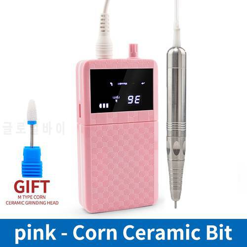 Portable Cordless Brushless Motor Efile Electric Nail Drill machine 35000rpm Manicure Machine Nail File Rechargeable Ceramic Bit