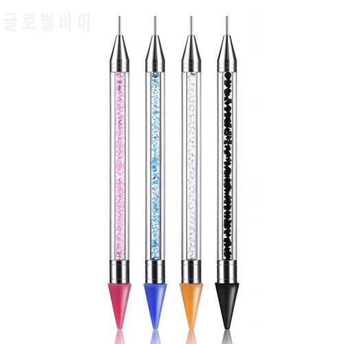 100Pcs Dual-ended Nail Dotting Pen Crystal Beads Handle Rhinestone Studs Picker Wax Pencil Manicure Nail Art Tool Wholesale