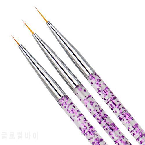 3pcs/Set Nail Art Liner Painting Pen DIY Acrylic UV Gel Brushes Drawing Flower Line Grid French Design Manicure Tools