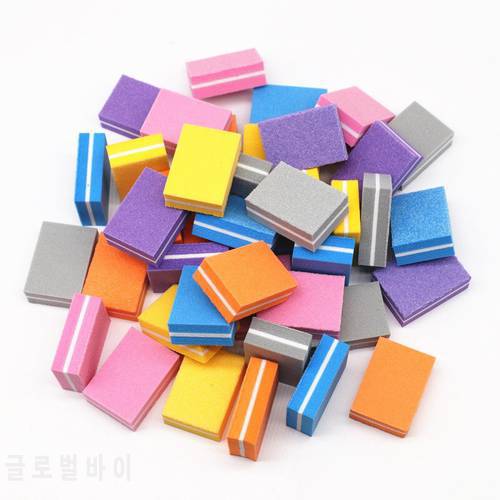 10PCS/Lot Double-sided Mini Nail File Blocks Colorful Sponge Nail Polish Sanding Buffer Strips Polishing Manicure Tools
