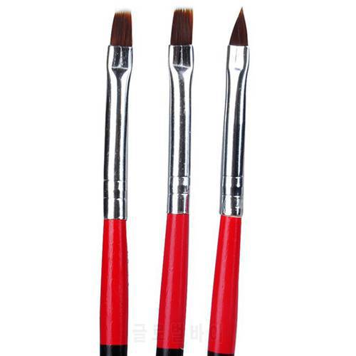 3pcs Professional Manicure UV Gel Brush Pen Transparent Acrylic Nail Art Painting Drawing Brush Phototherapy Tool