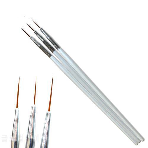 3pcs/sets Nail Brush White Handle Liner Stripes Brush DIY Polish Gel Nail Pen for Manicure Craft Tools TR30