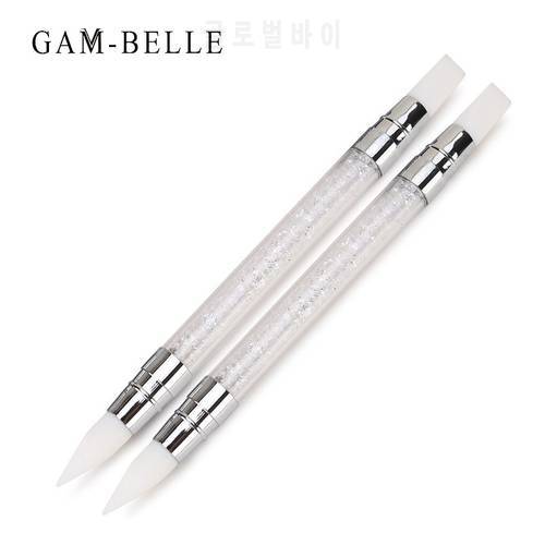 GAM-BELLE 1Pc 2 Way Nail Art Acrylic Brush Double Head Point Flower Carving Sculpture Pen Dotting Pen Nail Art Manicure Tool