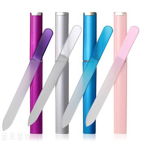 Crystal Glass Nail File With Case Professional Nail Files Manicure Device Tool Durable Nail Art Buffer Files Salon Beauty Tools