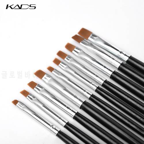 KADS Gel Nail Brush Acrylic Nail Art Pens Flat Tilted Head Drawing Painting Nail Art Tools 10 Sizes for UV Gel Nail Polish