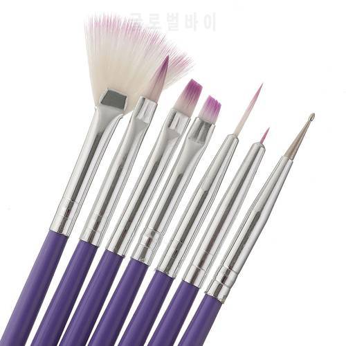 7PCS/Set Nail Art Brush Pen Dotting Liner Painting Fan 3D Tips DIY Design Polish Gel UV Decoration Manicure Tools Beauty