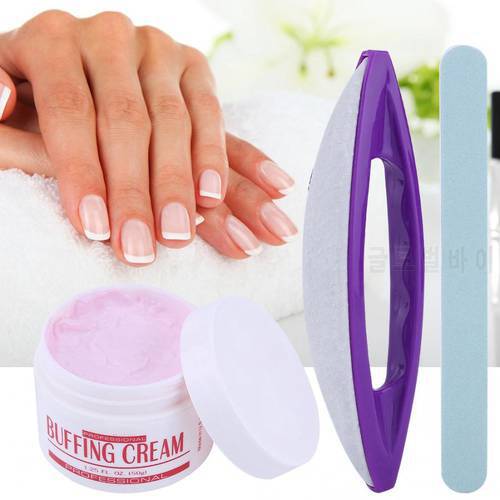 3Pcs/Set Nail Art Buffing Cream + Nail Brush Buffer Varnish Polish + Polishing Strip Nail Art Manicure Tool Set Pedicure Tools