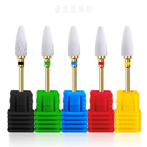 3/32&39&39 1PCS Nail Cone Tip Ceramic Drill Bits Electric Cuticle Clean Rotary For Manicure Pedicure Grinding Head Sander Tool 5type