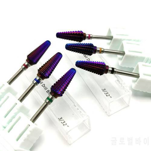 6 Types Tornado Purple Coating Nail Drill Bits Tungsten Carbide Nail Bit Milling Cutter Accessories Manicure Nails Art Tool
