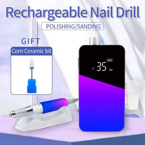 Gradient Color Handpiece 35000rpm Cordless Portable Electric Nail Drill Machine Rechargeable e file Manicure Pedicure 809G2