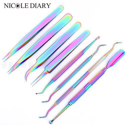 Nail Art Tool Set Polishing Strip Nail File Stainless Steel Dead Skin Pusher Cuticle Scissor Dead Skin Fork Remover Tools Set