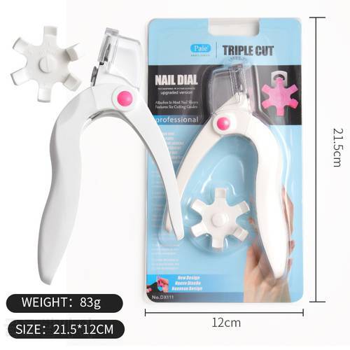 Triple Cut Acrylic Tip Cutter with Catcher & Measuring Dial (6 Size Options) Professional Acrylic Nail Clipper-Nail Tip Cutter