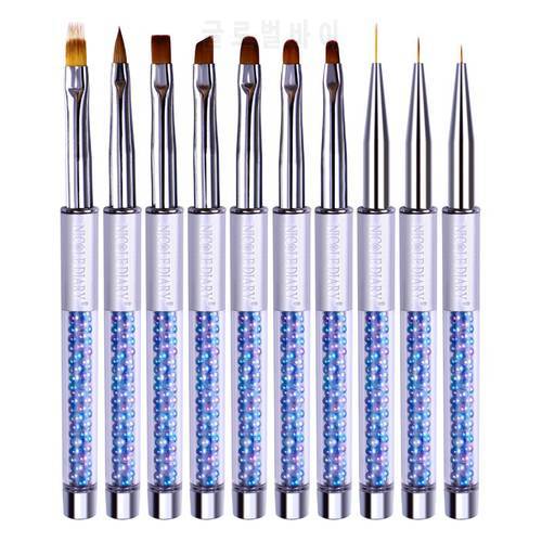 NICOLE DIARY Acrylic French Stripe Nail Art Liner Brush 3D Tips Manicures Ultra-thin Line Drawing Pen UV Gel Painting Brushes