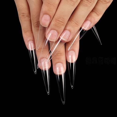 Fashion Fake Nail Tips With Glue Design French Extra Long Pointed Full Cover False Nails DIY Manicure Accessories Nail Art Tools