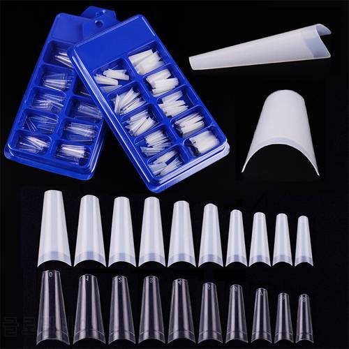 100pcs Clear White Fake Nails Full Cover False Nails Tips Full Sticker For Nails Quick Building Mold Tips Nail Finger Extension