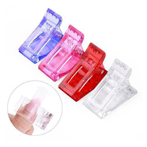 5Pcs Nail Tips Clip Quick Building Poly Nail Gel Assistant Tool DIY Manicure Plastic Extension Clamp Clear/Red/Pink/Blue