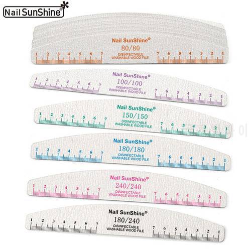 10/5 Pcs/Pack Color Printed Wooden Nail File With Ruler Professional Wahable Nails File 80 100 180 240 Sanding Polishing Tools