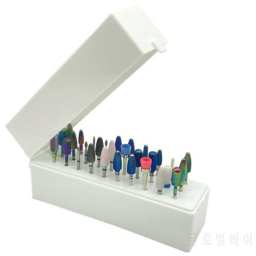 Nail Drill Bits Holder Dustproof Stand Displayer Organizer Container 30 Holes Manicure Tools (Not Inlcude Drill Bits)