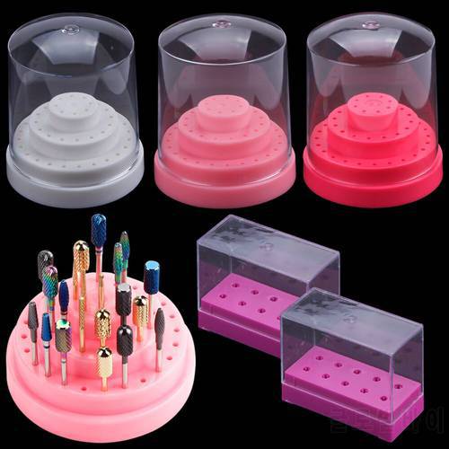 10/14/20/48 Holes Acrylic Nail Drill Bits Holder Manicure Milling Empty Storage Box Stand Cutter Container Nail Accessories Tool