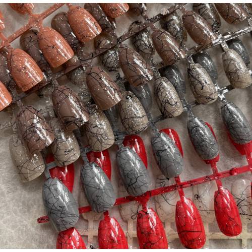 Factory Outlet Middle Length Coffin Nails Girl Ballet False Nails Finished Nail Art Polishing Brushed Square Head Fake Nail