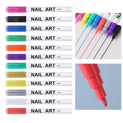 1Pc Nail Art Painting Drawing Pen Brush Colorful Graffiti Fine Line DIY Design Polish Manicure Tool