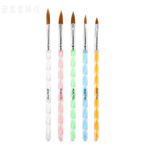 Aokitec Nail Art Brush Set 5Pcs UV Gel Polish Nail Art Extension Builder Pen Brush Painting Drawing Manicure Accessories Tool