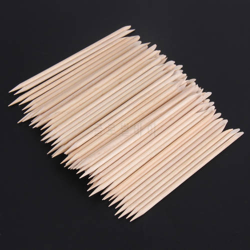 100pcs Nail Art Orange Double End Wood Stick Cuticle Pusher Remover for Manicures Women nails Manicures Tools