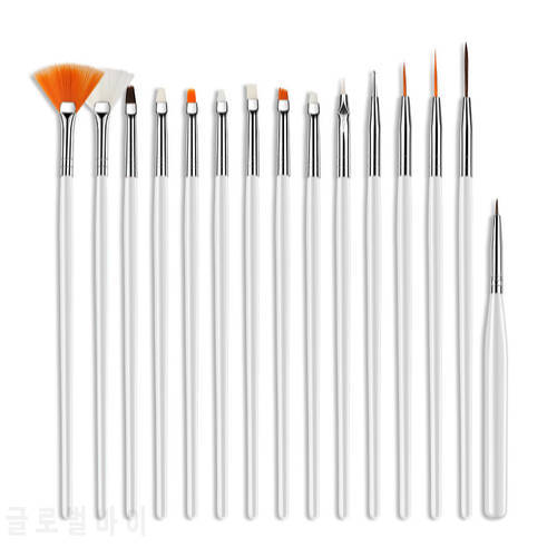 15/5PCS Nail Brushes Design Tip Painting Drawing Carving Dotting Pen FlatFan Liner Acrylic Gel UV Polish Tools Manicure