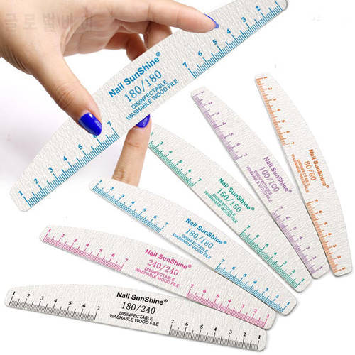 10pcs Washable Ruler Nail File Strong Sandpaper Nail Buffer Block For Manicure Lime a ongle 80/100/150/180/240/320 Boat Files
