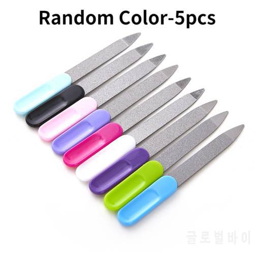 5pc/Set Metal Double-Sided Nail Files Black Handle Strong Edge Manicure Sharpening Nail Grooming Beauty Pedicure Nail Foot Care