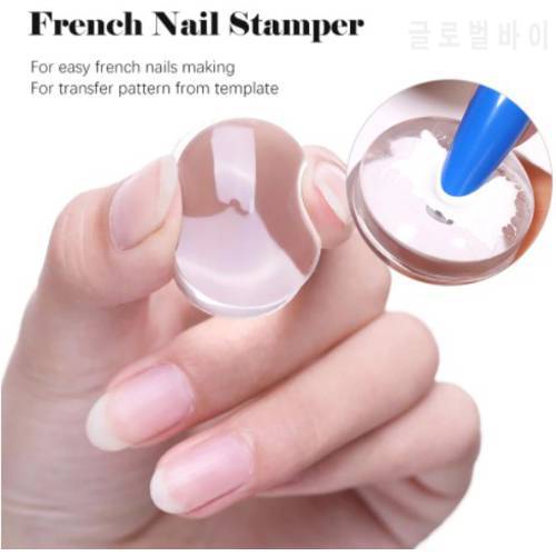 1Pc Transparent Nail Stamper With Scraper Jelly Silicone Stamp For French Nails Design Manicuring Kits Nail Art Stamping Tool