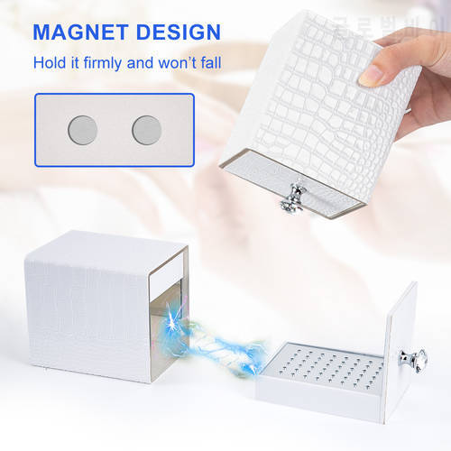 48 Holes Leather Nail Drill Bit Holder Box for Drill Bit Head Cleaning Dustproof Equipment with Feugole UV Light