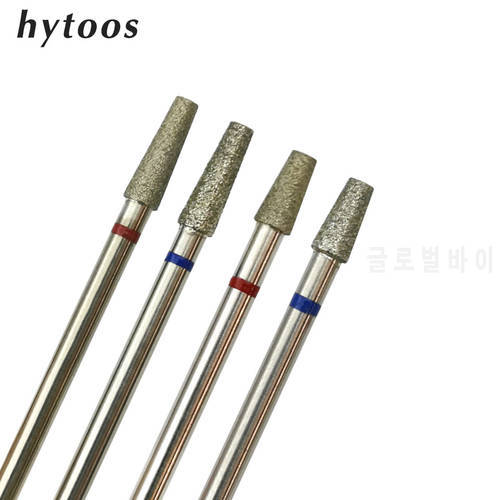 HYTOOS Tapered Nail Drill Bits Diamond Cuticle Clean Burr Russian Mills Electric Manicure Drills Nails Accessories
