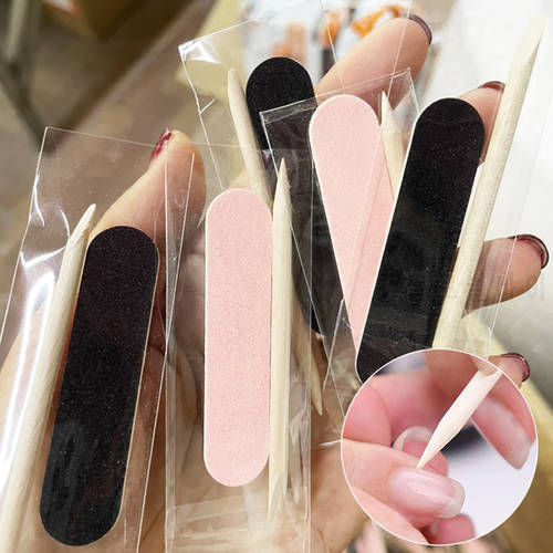 50Pcs Mini Nail File Manicure Sticks Disposable Nail Cleaning Care Kit Wooden Cuticle Sticks Portable Pedicure Nails Accessories