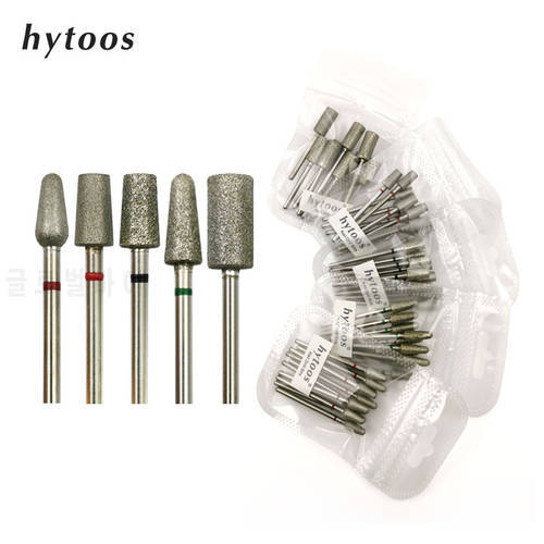 HYTOOS 10pcs/pack Big Size Diamond Cuticle Clean Burr Russian Nail Drill Bits Pedicure Manicure Drills Accessories Nails Tools