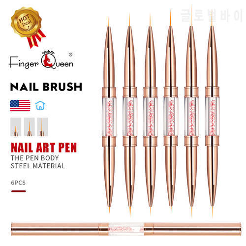 Crystal Liner Brush Gold Rose Painting Pen Dual-use Double-head Nail Art Nail Brush Gel For Nail Extension Manicure Brush Set