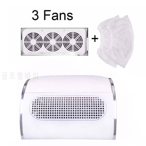 60W Nail Suction Dust Collector Large Size Strong Nail Vacuum Cleaner Machine With 3 Fans 2 Bags EU/US Plug Salon Tool