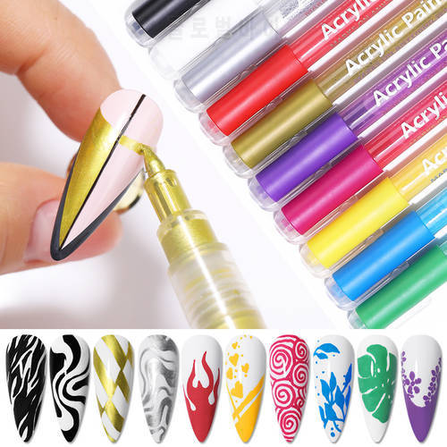 1pcs Nail Art Graffiti Pen Black White UV Gel Polish Design Dot Painting Detailing Pen Nail Drawing Brushes DIY Nail Art Tools
