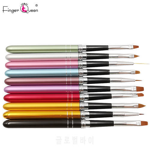 10 Pcs/Set Copper Handle Design Nail Art Brush 10 Different Sizes Polish Nylon Brushes Make Nail UV Gel Painting Brushes