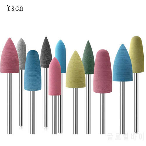 10pcs/set Silicone rubber Polisher Grinding Head 2.35mm Shank Nail bit Nail Electric Manicure Drill Machine Accessory