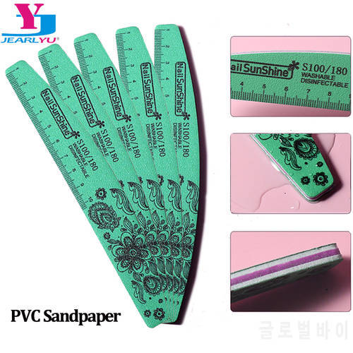 2/5 Pcs/Lot PVC Sandpaper Professional Nail Files 100 180 Lime Green Boating Manicure File Nail Art Materials Acrylic For Nails