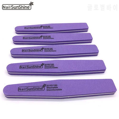10pcs/Lot 100/180Nail Art File Washable Buffers Sanding Purple Emery Board Sandpaper Manicure Limas Profesionales Nail Care Tool