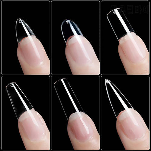 500pcs/bag Fake Nails 38 Different Nails Natural and Transparent Colors Coffin Stiletto Full Cover Press On Nail Tips