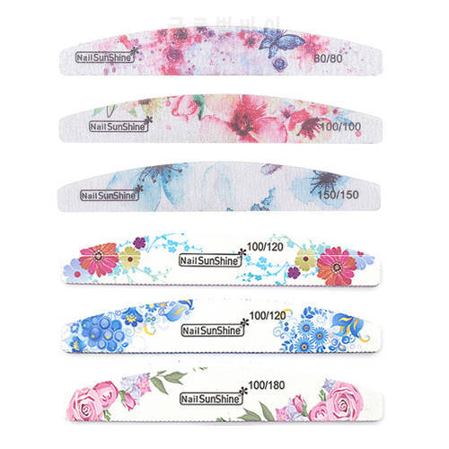 1PC Professional Flower Printed Nail Files Colorful Nail Sanding Buffer Multi Design Sandpaper Nail Care Pedicure Manicure Tools